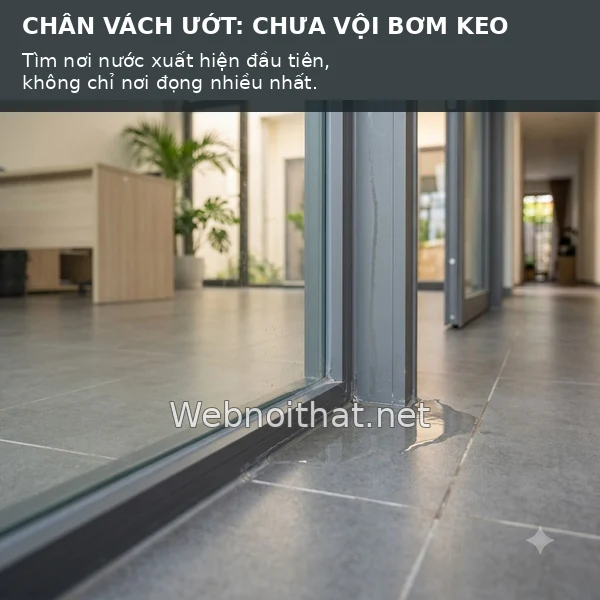 Chân Vách Kính Bị Đọng Nước: Do Rò Nước, Vệ Sinh Hay Ngưng Tụ? 01 chan vach uot chua chac keo ho
