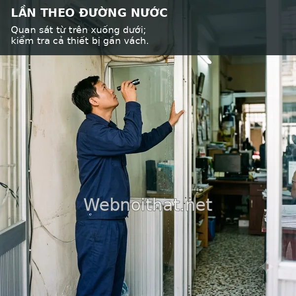Chân Vách Kính Bị Đọng Nước: Do Rò Nước, Vệ Sinh Hay Ngưng Tụ? 02 lan theo duong nuoc ro