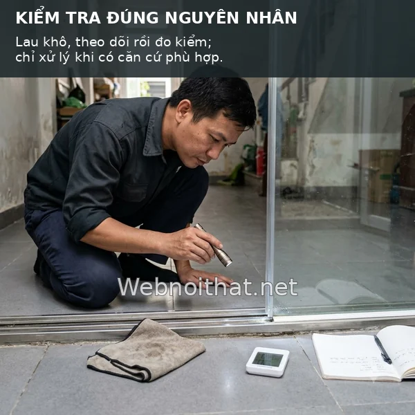 Chân Vách Kính Bị Đọng Nước: Do Rò Nước, Vệ Sinh Hay Ngưng Tụ? 05 kiem tra dung nguyen nhan